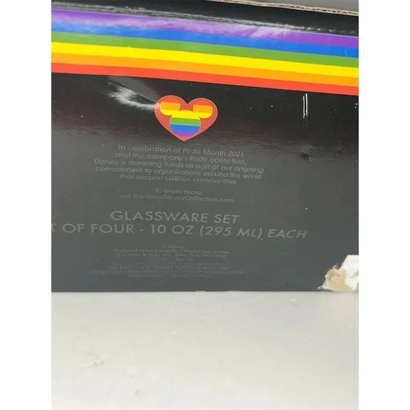 Disney Rainbow Collection Mickey Mouse Glassware Set of 4 Multicolor - Picture 3 of 5